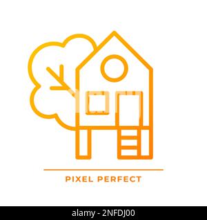 Treehouse pixel perfect gradient linear vector icon Stock Vector