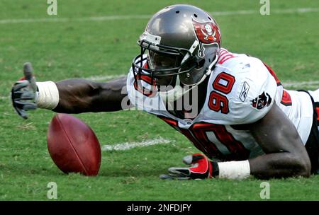 12 OCT 2008: Gaines Adams of the Buccaneers is all smiles after