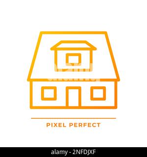 Bungalow pixel perfect gradient linear vector icon Stock Vector