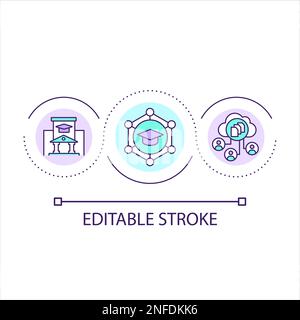 E learning network for students loop concept icon Stock Vector