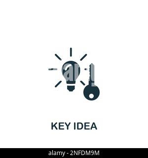 Key idea icon. Monochrome simple sign from idea collection. Key idea icon for logo, templates, web design and infographics. Stock Vector