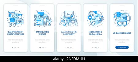 Gamification trends blue onboarding mobile app screen Stock Vector