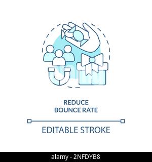 Reduce bounce rate turquoise concept icon Stock Vector