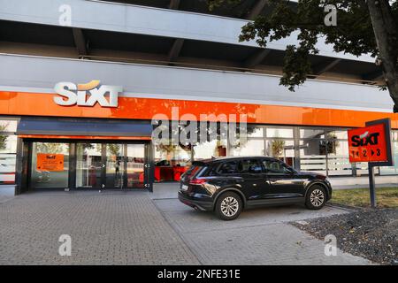 ESSEN, GERMANY - SEPTEMBER 20, 2020: Sixt car rental office in Essen, Germany. Sixt is one of largest car rental companies, present in 110 countries. Stock Photo