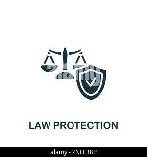 Law protection icon. Monochrome simple sign from intellectual property collection. Law protection icon for logo, templates, web design and Stock Vector