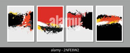 Creative abstract grunge texture. black red ink modern brush stroke on white background. vector illustration. Stock Vector