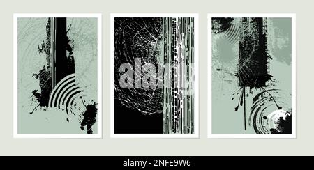 A trendy set of abstract grunge rectangular frames collection black in black ink brush stroke Stock Vector