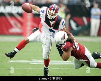 J.P. Losman (7), quarterback for the Buffalo Bills, calls a play behind  center Trey Teague (70) in a 14-3 win against the Kansas City Chiefs on November  13, 2005 at Ralph Wilson