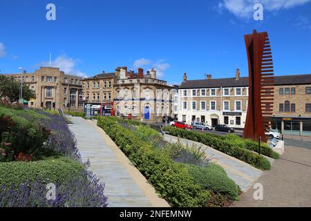 BARNSLEY, UK - JULY 10, 2016: Town centre view in Barnsley, UK. Barnsley is a major town of South Yorkshire with population of 91,297. Stock Photo