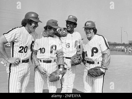 Larry Bowa, Mike Schmidt, Pete Rose and Manny Trillo of the