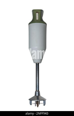 Old electric hand blender isolated against a white background Stock Photo