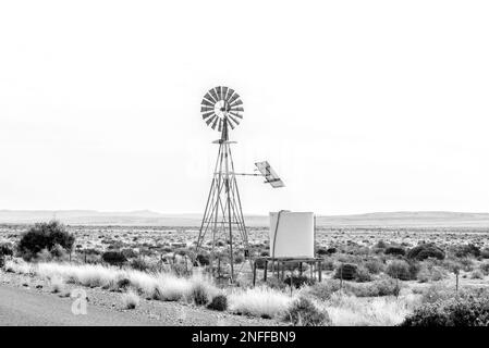 Solar System R63 An old windmill next to road R63 near Loxton, used as solar panel ...