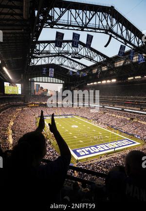 Indianapolis Colts vs. Minnesota Vikings . NFL Game. American Football  League match. Silhouette of professional player celebrate touch down.  Screen in Stock Photo - Alamy