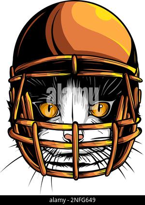 cat with helmet american footbal player vector Stock Vector