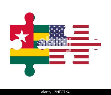 Connected puzzle of flags of Togo and USA, vector Stock Vector
