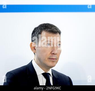 PARIS - Benjamin Smith, CEO Air France-KLM during the explanation of the annual figures of the airline Air France-KLM. ANP KOEN VAN WEEL netherlands out - belgium out Stock Photo