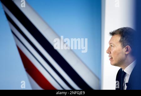 PARIS - Benjamin Smith, CEO Air France-KLM during the explanation of the annual figures of the airline Air France-KLM. ANP KOEN VAN WEEL netherlands out - belgium out Stock Photo