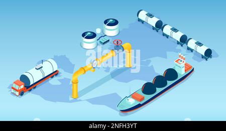 Gas and oil industry, transportation, delivery, transit of natural gas concept Stock Vector