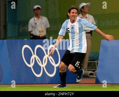 Lionel Messi After Scoring At The 2008 Olympic Games In A Game Against ...