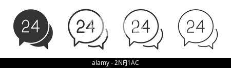 24 hours icons collection in two different styles and different stroke. Vector illustration EPS10 Stock Vector