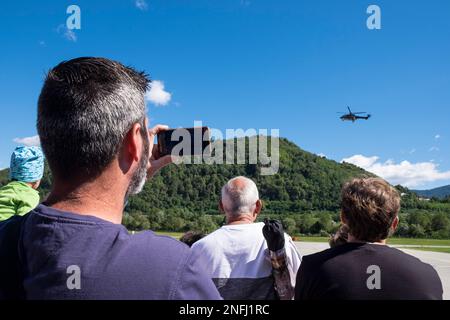 Switzerland, Agno-Lugano Airport, Flight demonstration Stock Photo