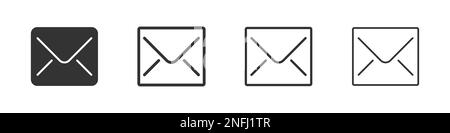 Email envelope icons collection in two different styles and different stroke. Vector illustration EPS10 Stock Vector
