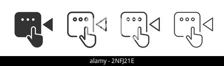 Click video icons collection in two different styles and different stroke. Vector illustration EPS10 Stock Vector