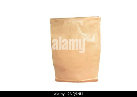 brown paper packaging bag arranging on white background Stock Photo