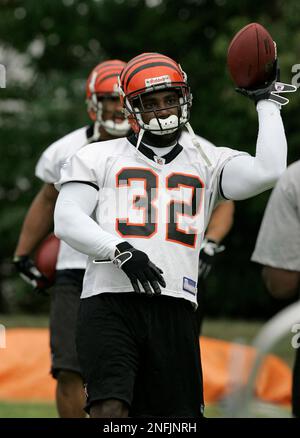 Cincinnati Bengals running back Rudi Johnson (32) breaks through the  Oakland Raiders defensive line for a touchdown at Paul Brown Stadium in  Cincinnati on December 10, 2006. (UPI Photo/Mark Cowan Stock Photo - Alamy