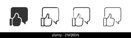 Thumb up speech bubble icons collection in two different styles and different stroke. Vector illustration EPS10 Stock Vector