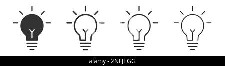 Lightbulb icons collection in two different styles and different stroke. Vector illustration EPS10 Stock Vector