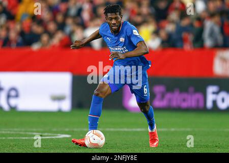 Ibrahim Sangare of PSV Eindhoven  during the UEFA Europa League match, Play-off, 1st leg between Sevilla FC and PSV Eindhoven played at Ramon Sanchez Pizjuan Stadium on February 16, 2023 in Sevilla, Spain. (Photo by Antonio Pozo / PRESSIN) Stock Photo