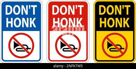 No Honking Sign Don't Honk On White Background Stock Vector