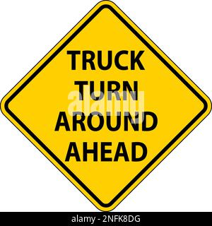 Traffic Truck Signs Truck Turn Around Ahead Stock Vector