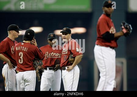 Houston Astros Infielder Lance Berkman (17) hits a Grand Slam in the Astros  7th inning to take a 6 - 0 lead over the Cubs. The Houston Astros defeated  the Chicago Cubs