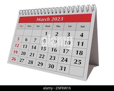 2023 Year Calendar March Isolated 3d Stock Illustration 2210674363