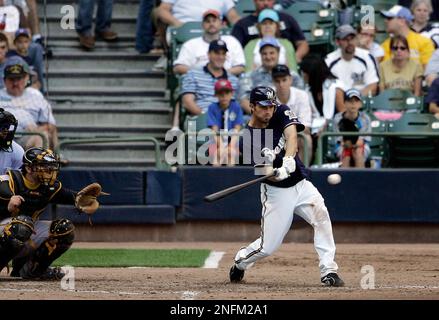 Milwaukee Brewers' J.J. Hardy slides home during the fourth inning of a  baseball game Thursday, May 14, 2009, in Milwaukee. (AP Photo/Morry Gash  Stock Photo - Alamy