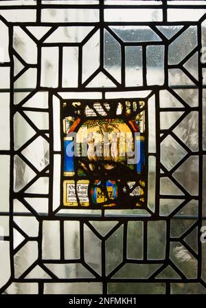 Stained glass of Adam and Eve in the Garden of Eden, Vienna, Austria ...