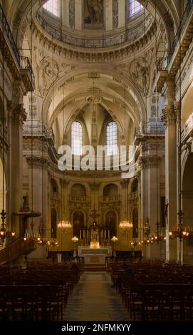 View Looking Down The Nave Towards The Altar Of The Eglise, Church Saint Paul Saint Louis, Marais, Paris France Stock Photo