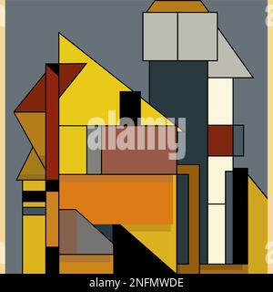 house drawing in abstract style vector image for for wall decoration, postcard or brochure, cover design, stories, social media, app design Stock Vector