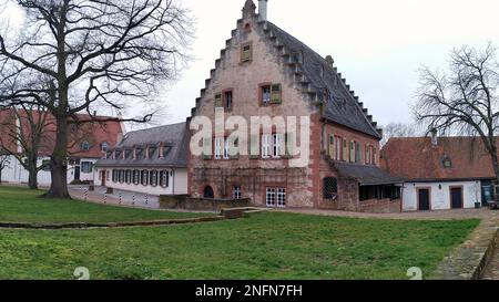 Old water mill building inside the cloister complex of the former Benedictine abbey, Seligenstadt, Germany Stock Photo