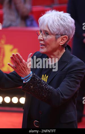 Berlin, Germany. 17th February 2023. Joan Baez at the premiere gala screening for the film Joan Baez I Am A Noise at the 73rd Berlinale International Film Festival, Berlinale Palast. Credit: Doreen Kennedy/Alamy Live News. Stock Photo