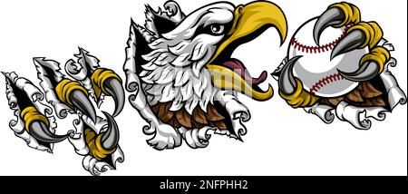 Bald Eagle Hawk Ripping Claw Baseball Ball Mascot Stock Vector