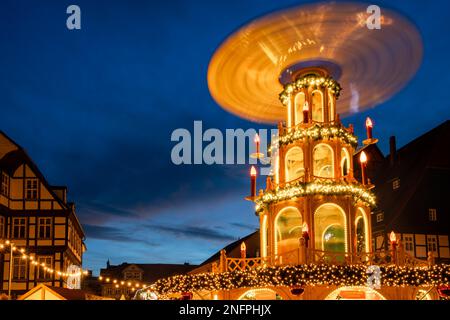 Christmas Market Quedlinburg Harz Evening Atmosphere Stock Photo