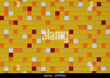 mosaic tile background with abstract random pattern in yellow orange red and white Stock Photo