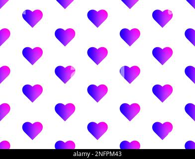 Hearts pattern blue and purple gradient – seamless – white background Stock Photo