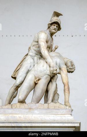 FLORENCE, TUSCANY/ITALY - OCTOBER 19 : Statue of Menelaus holding the body of Patroclus, Loggia dei Lanzi, Florence on October 19, 2019 Stock Photo