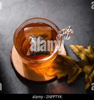 beverage with tea bag top view Stock Photo