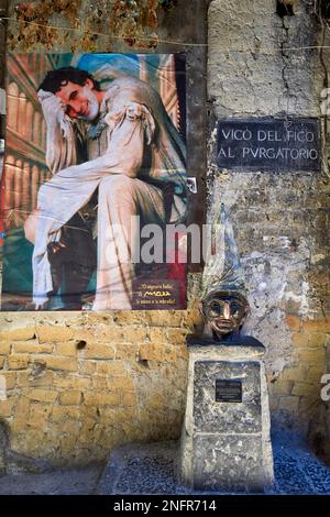 Naples Campania Italy. Street Art graffiti painting, In Vico del Fico al Purgatorio remembering the actor Massimo Troisi Stock Photo