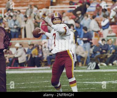 Joe Theismann (7) quarterback for the Washington Redskins shown Jan. 8,  1983, in action against Detroit Lions at RFK Stadium in Washington. The  Redskins defeated the Lions. AP Photo/P.Binks Stock Photo - Alamy